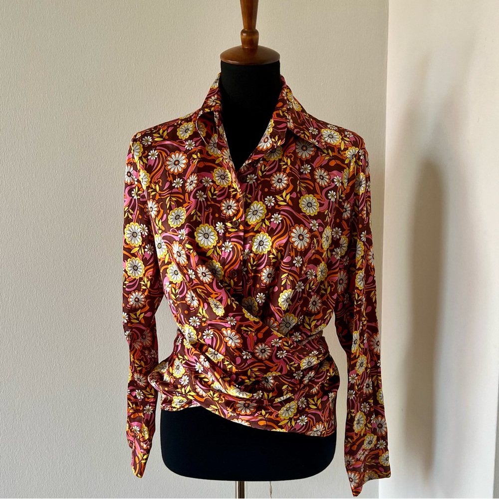 Scanlan Theodore 100% Silk Floral Print Blouse Shirt NEW - XS/AU 6